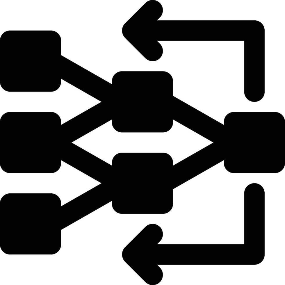 Backpropagation, Backprop, Neural Network Glyph Solid Icon vector
