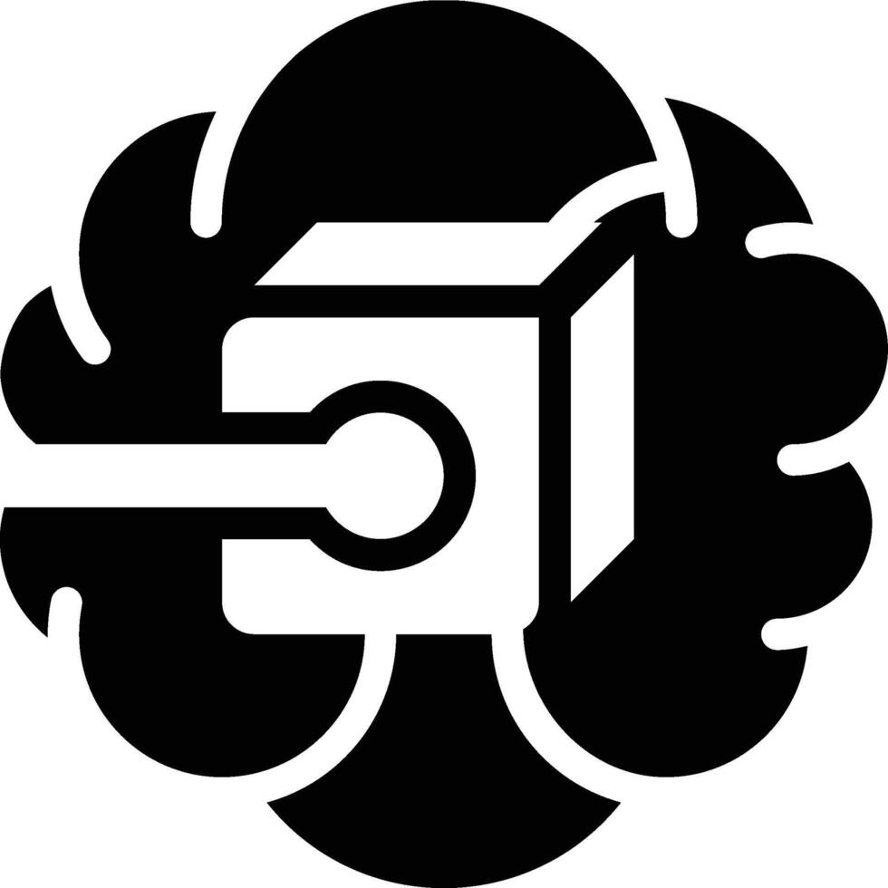 Artificial Intelligence, AI, Blockchain Glyph Solid Icon vector
