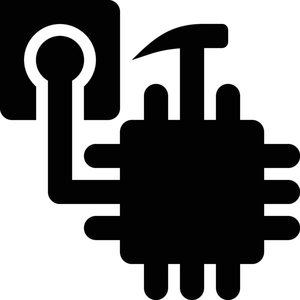CPU, Processor, Blockchain Mining Glyph Solid Icon vector
