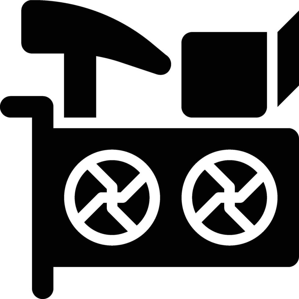 GPU, VGA, Blockchain Mining Glyph Solid Icon vector