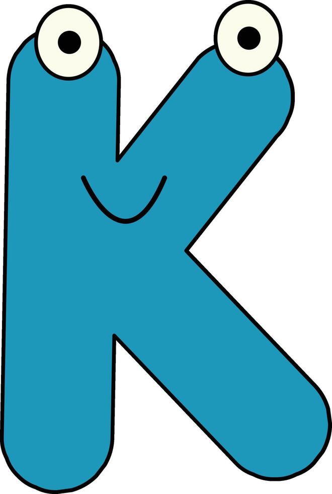 Googly Eye Font Letter K vector