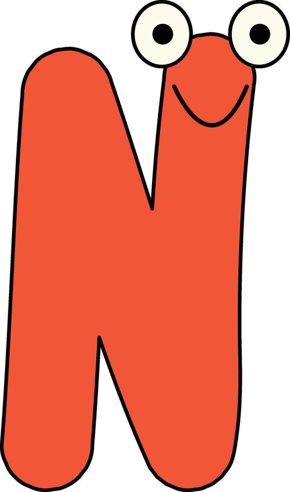 Googly Eye Font Letter N vector