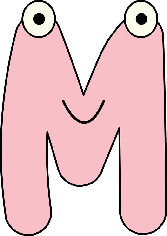 Googly Eye Font Letter M vector
