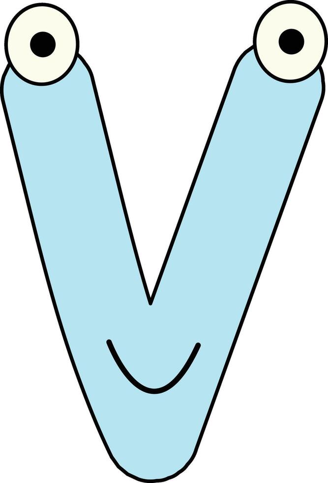 Googly Eye Font Letter V vector