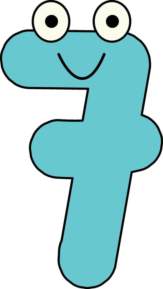 Googly Eye Font Number 7 vector