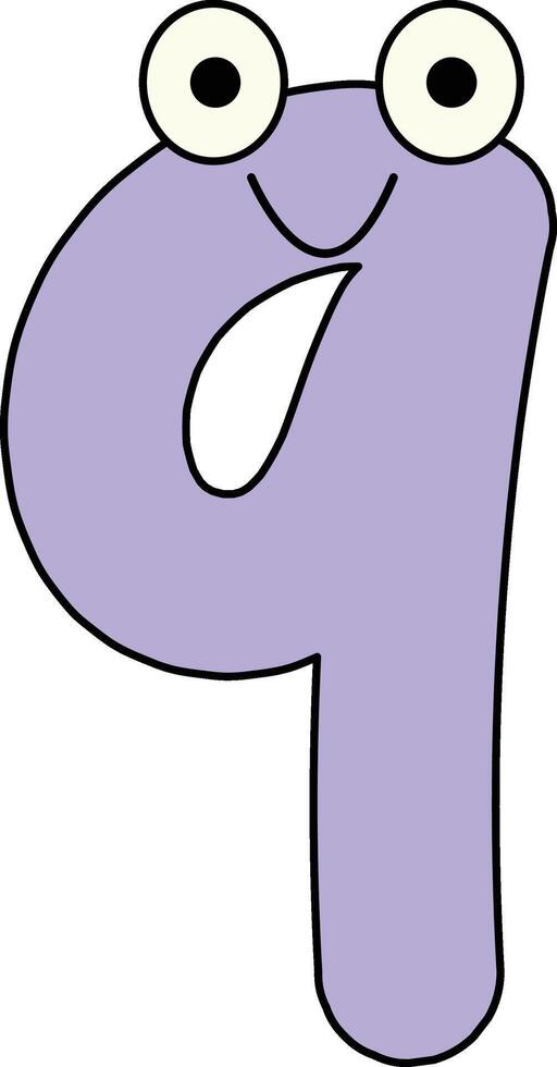 Googly Eye Font Number 9 vector