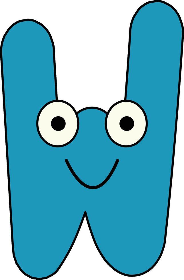 Googly Eye Font Letter W vector