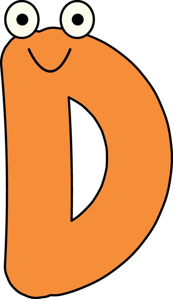 Googly Eye Font Letter D vector