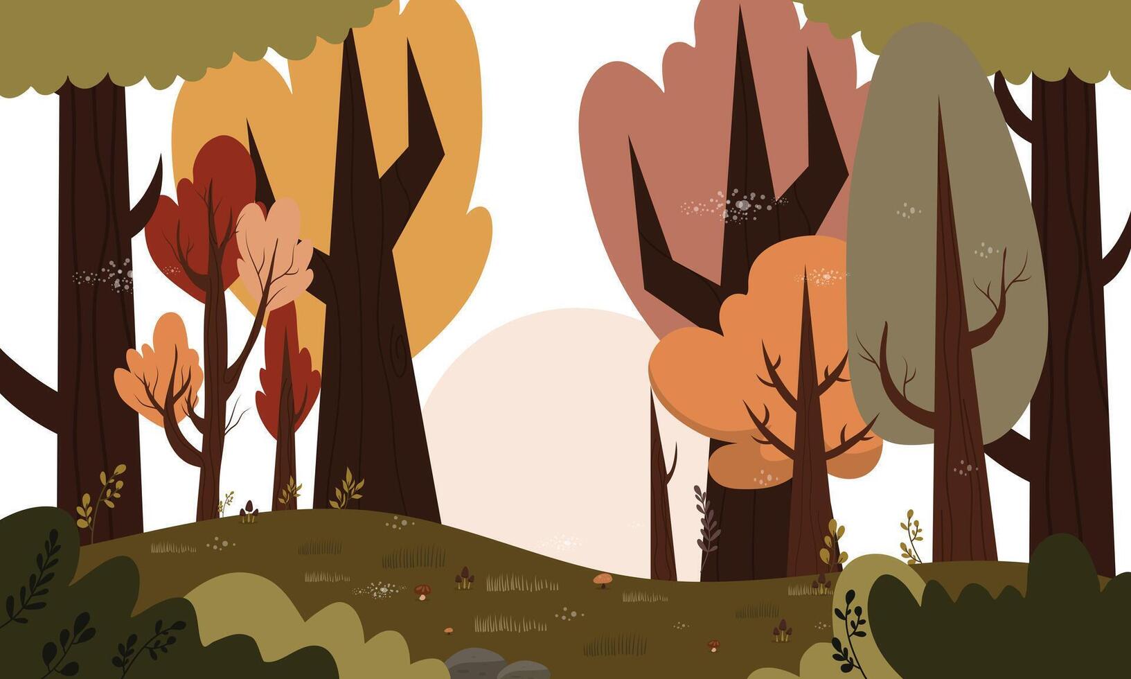 Autumn forest landscape illustration vector