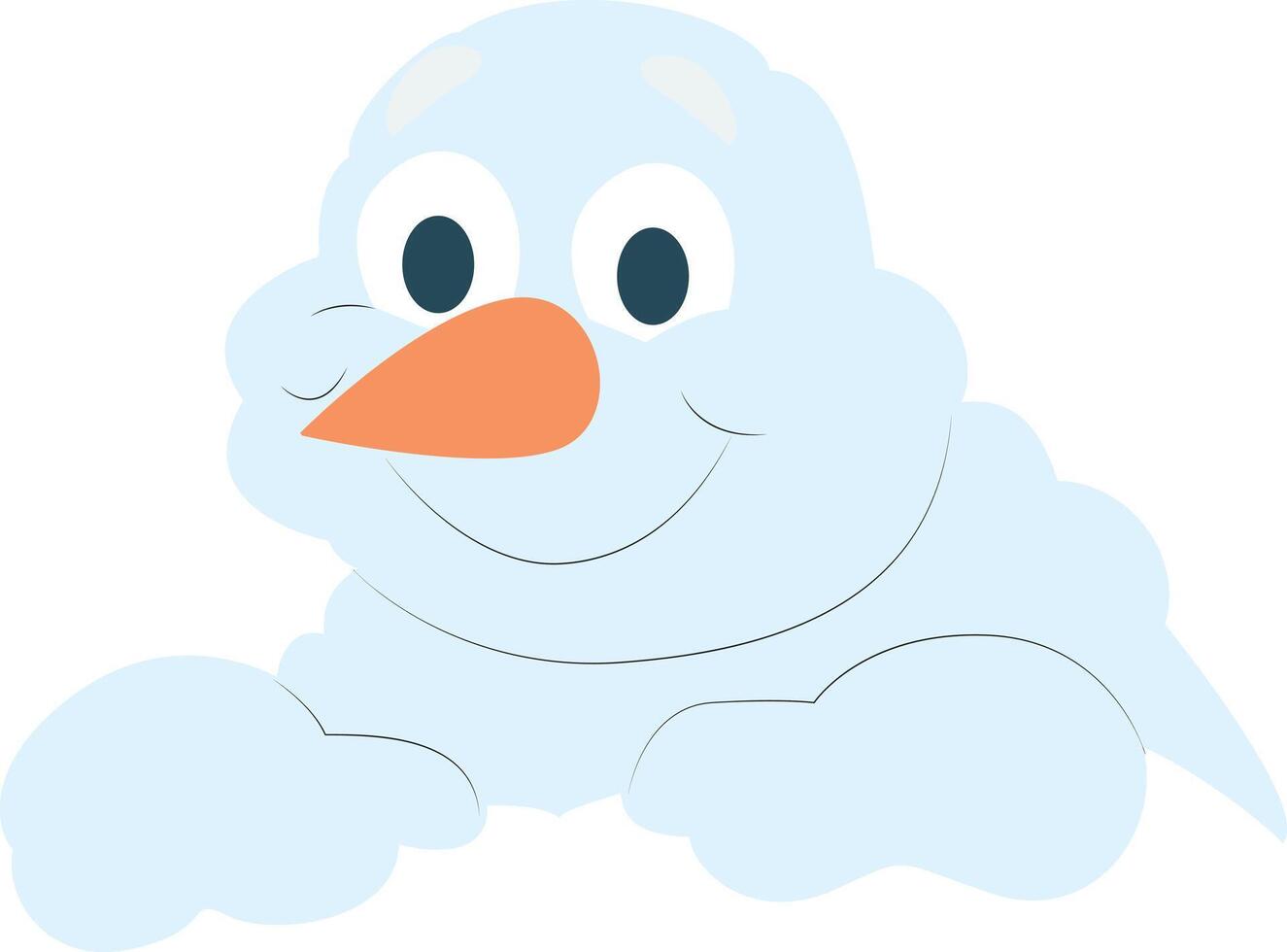 A cartoon snowman with a big nose and orange nose vector