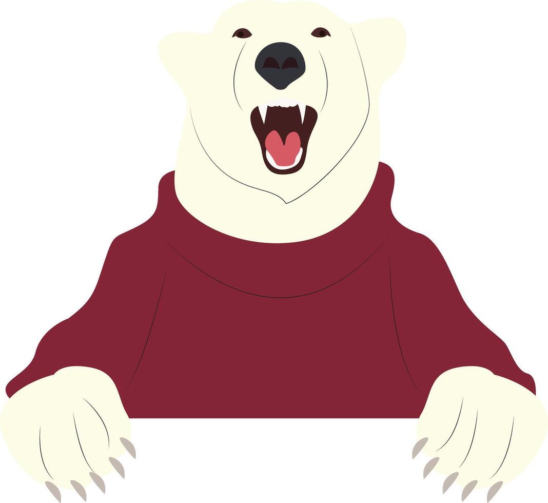 A polar bear in a sweater holding a sign vector