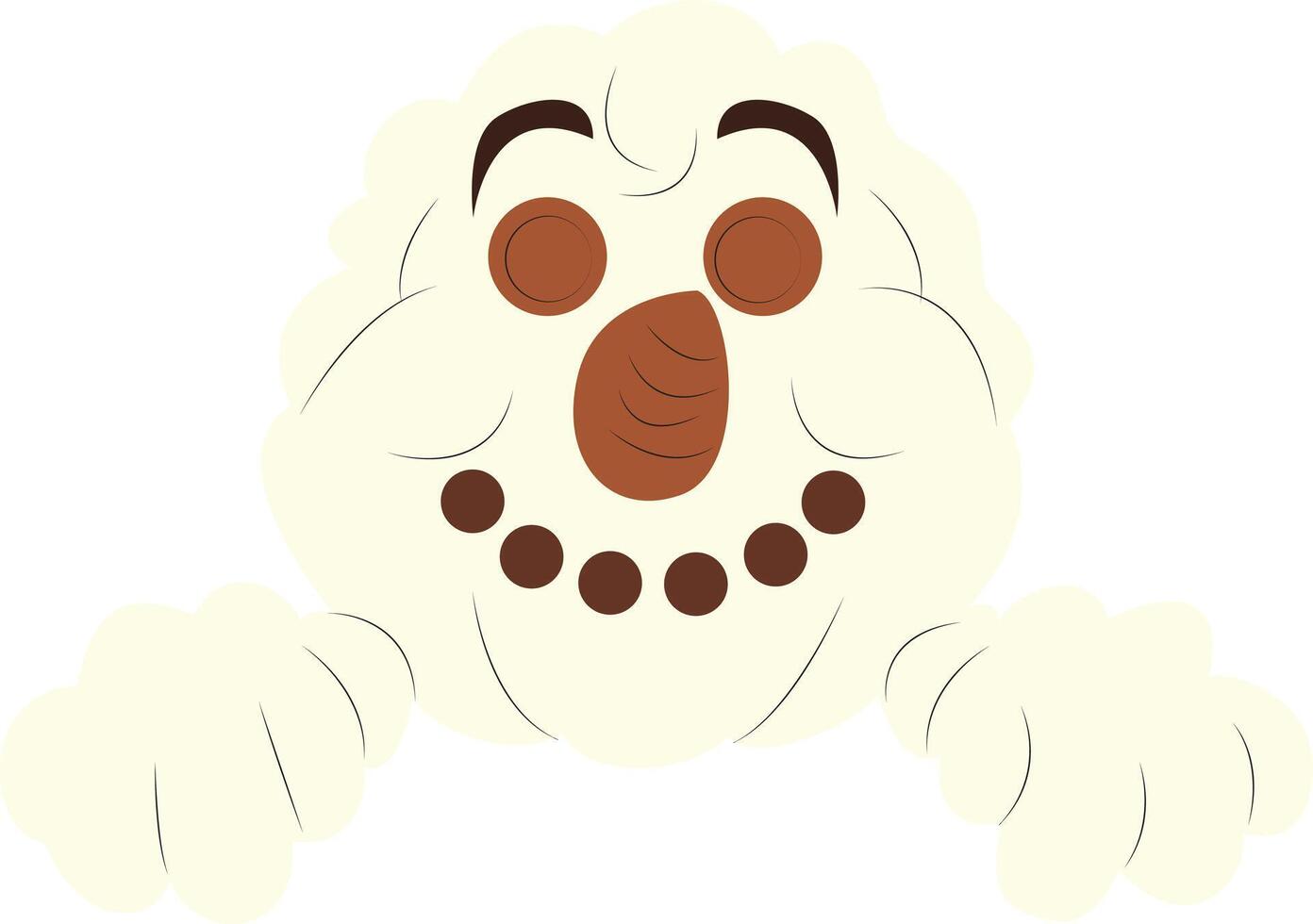A cartoon snowman with a big nose and eyes vector