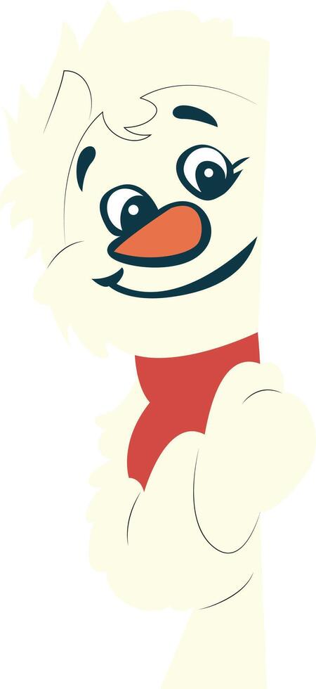 Snowman with red scarf and red nose vector