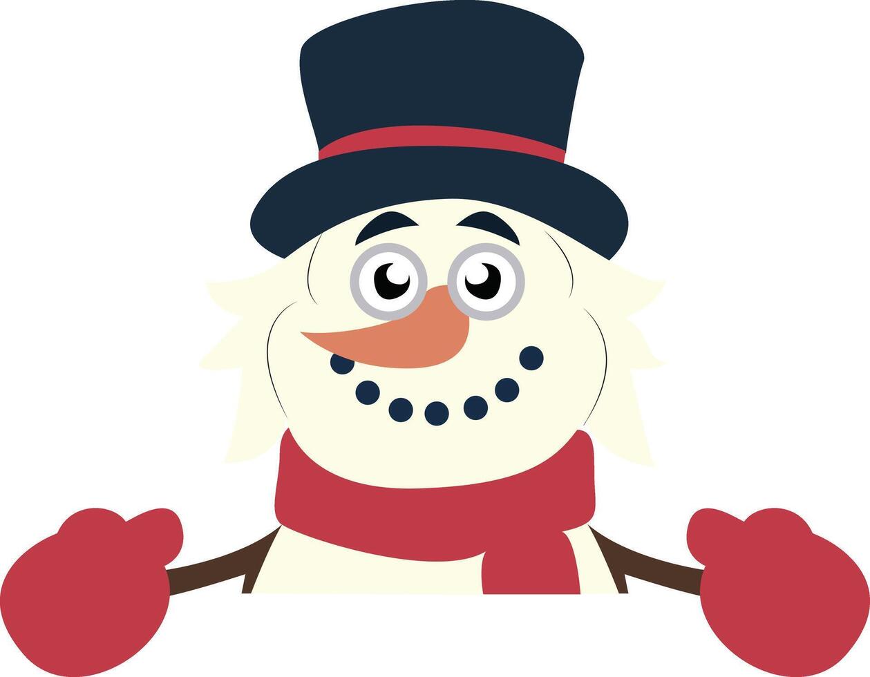 A cartoon snowman wearing a hat and gloves vector