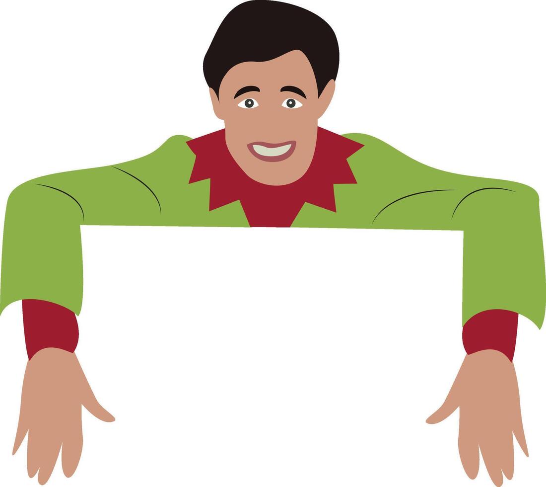 A cartoon elf holding a blank sign vector