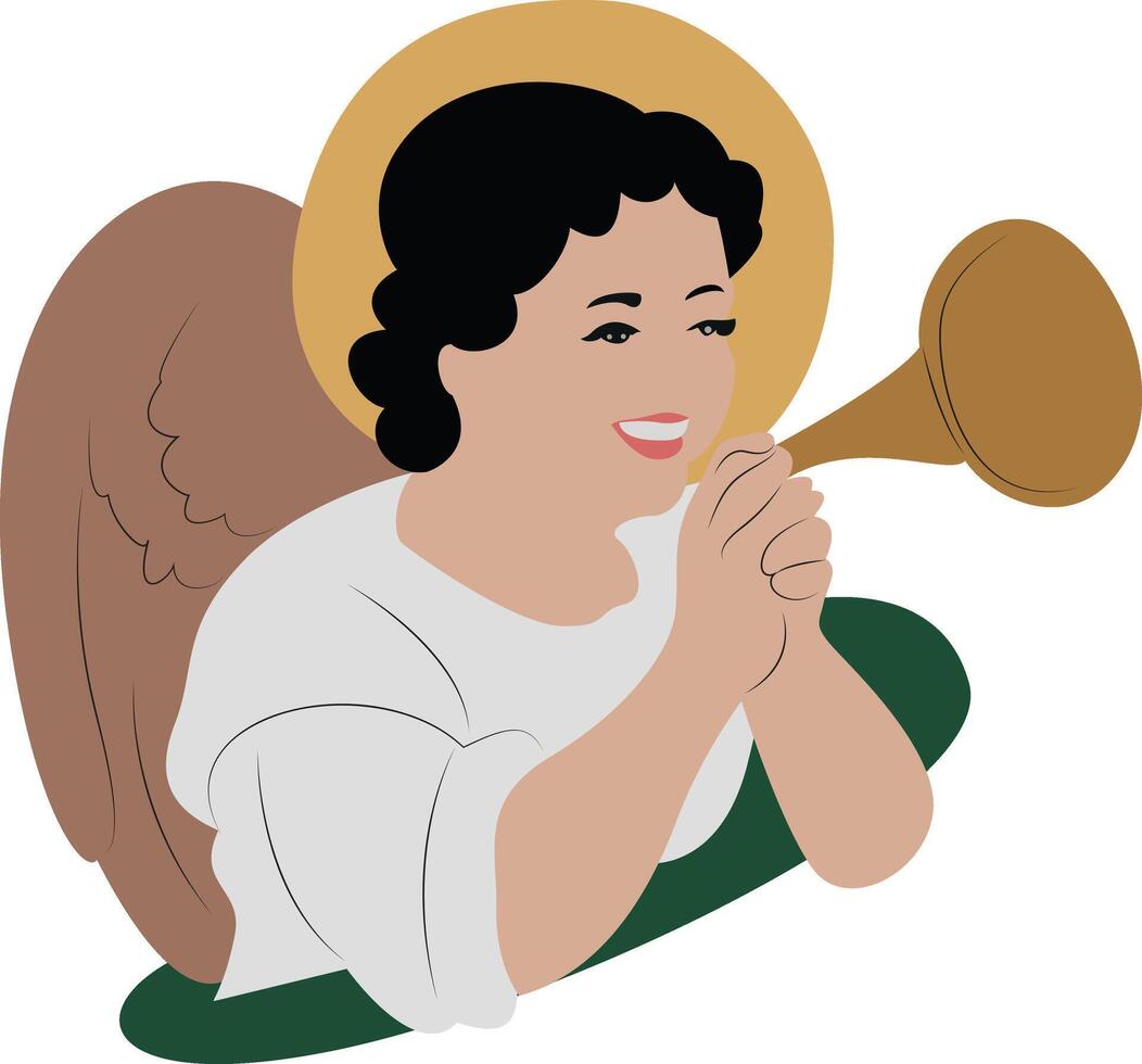 Angel with trumpet clipart vector