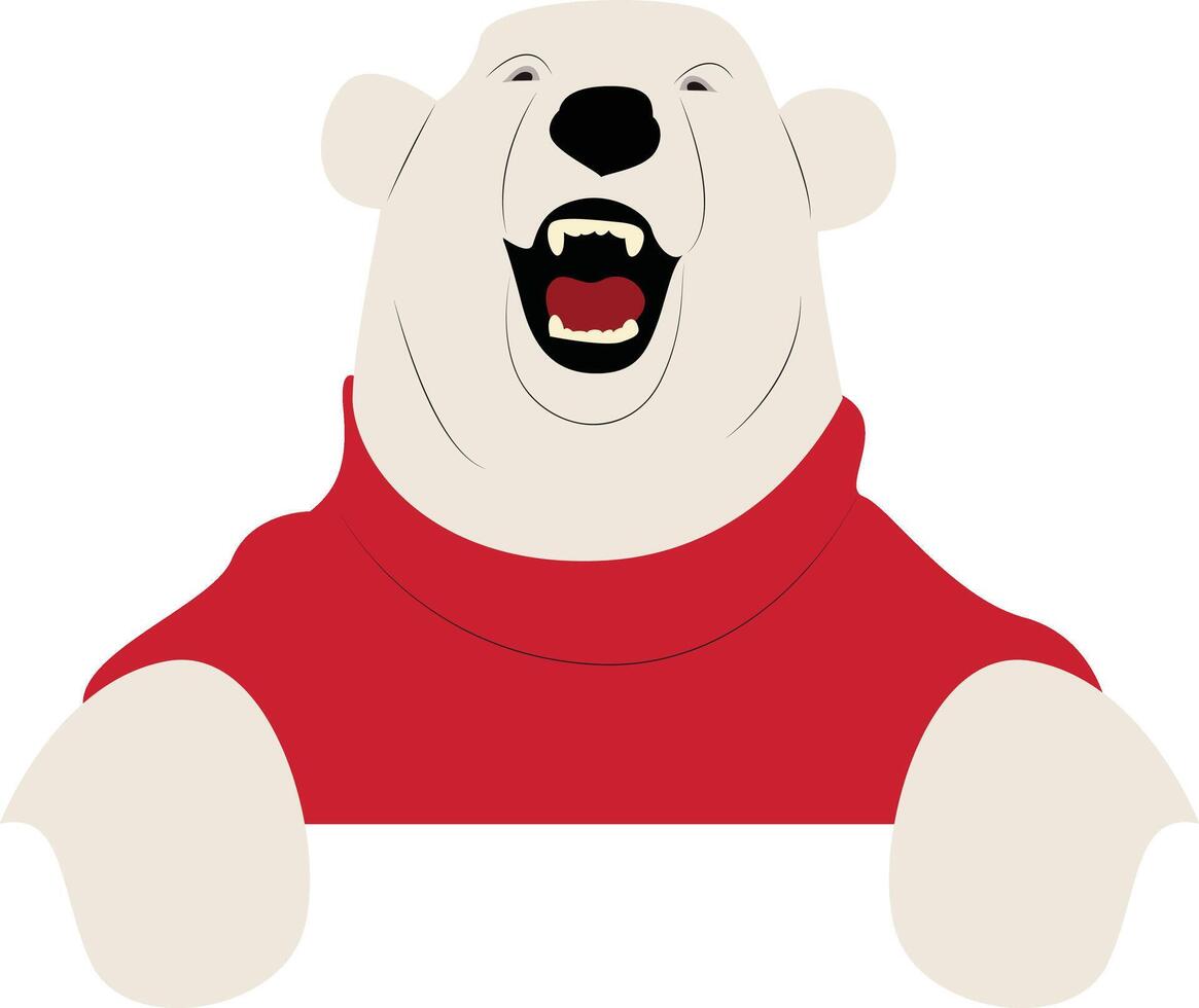 A polar bear wearing a red shirt and holding a sign vector