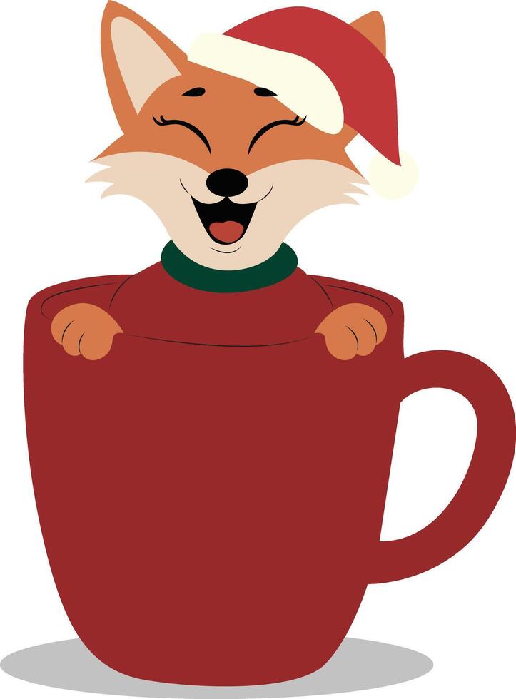 Fox in a cup vector