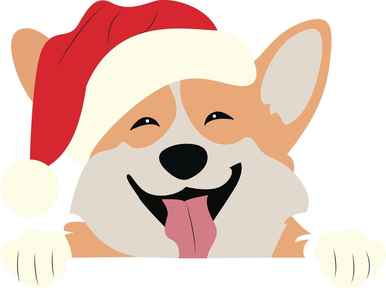 A corgi dog wearing a santa hat is smiling vector