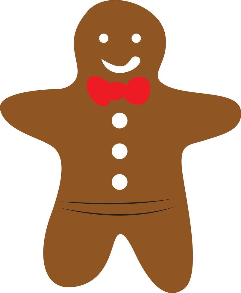 A gingerbread man with a red bow tie vector