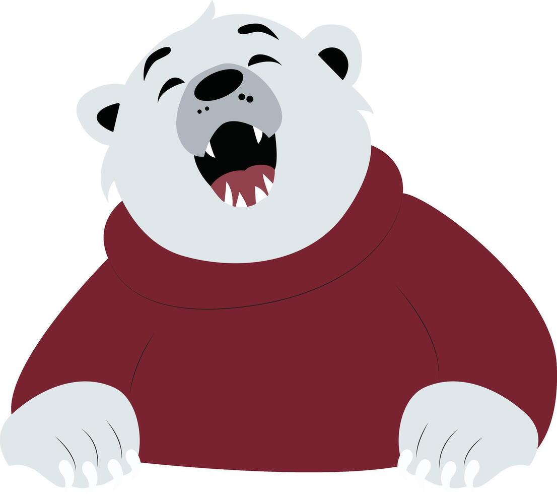 A cartoon polar bear wearing a red sweater vector
