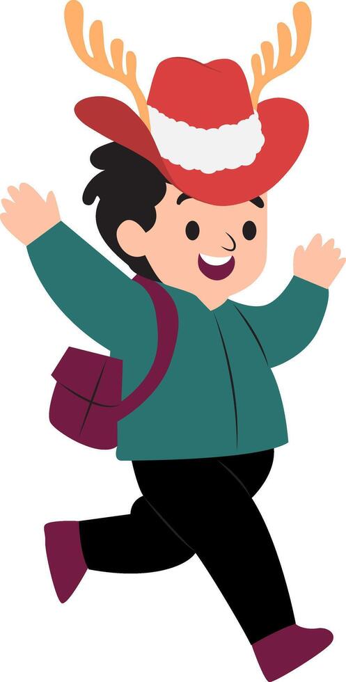 Christmas Joyful Boy Jumping Christmas Outfit vector