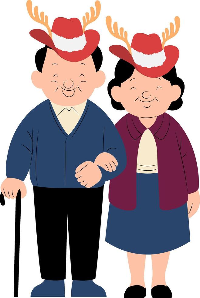 Christmas Couple Christmas Reindeer Hats vector