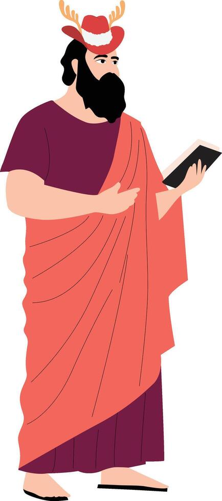 A cartoon man in a roman costume holding a book vector