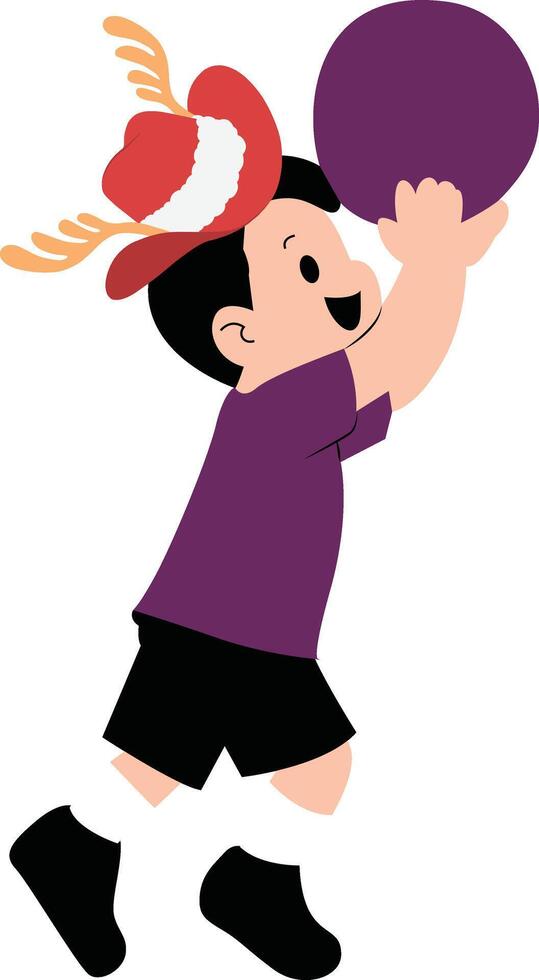 A boy in a hat holding a ball vector