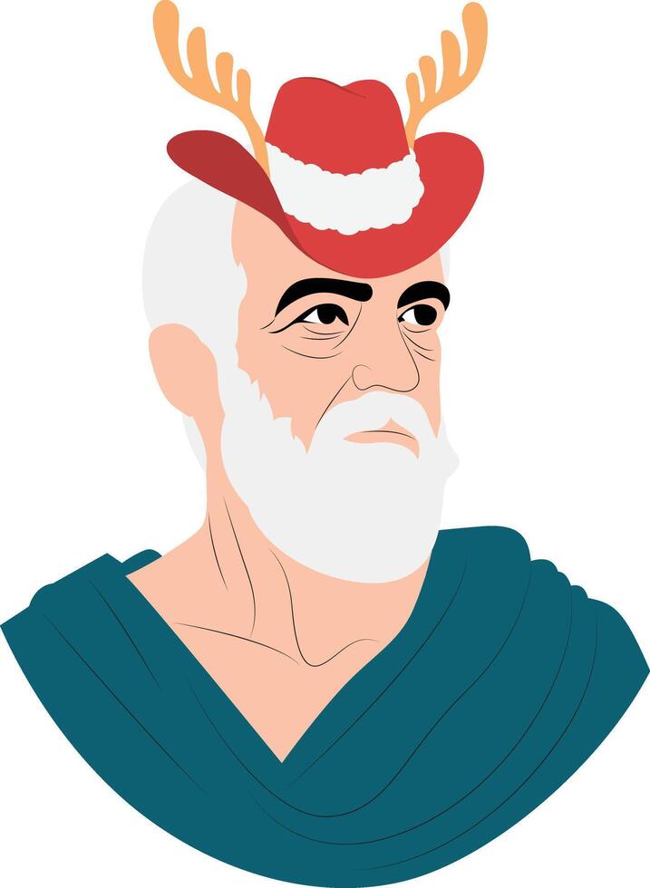 A cartoon illustration of a man wearing a santa hat vector