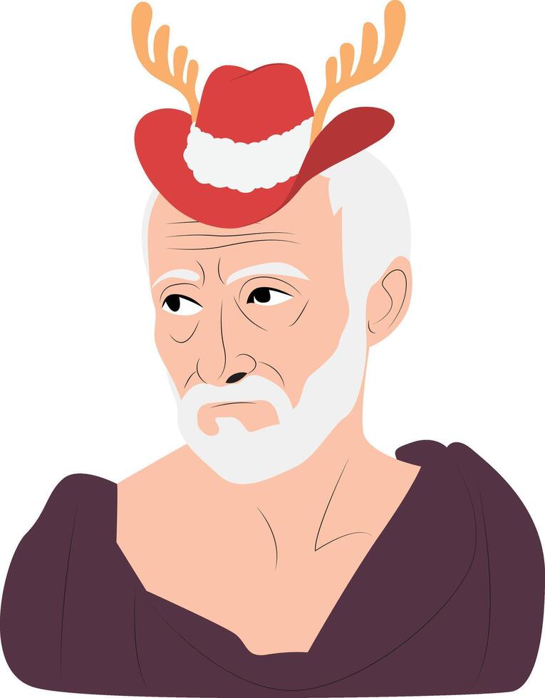 A cartoon man wearing a santa hat vector