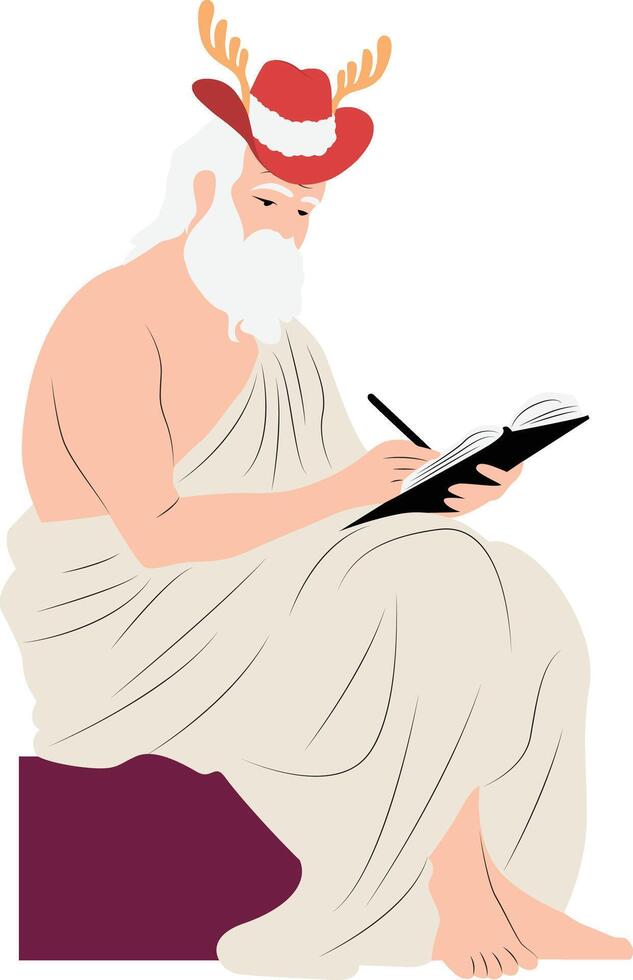 A cartoon of a man in a robe writing with a pen vector