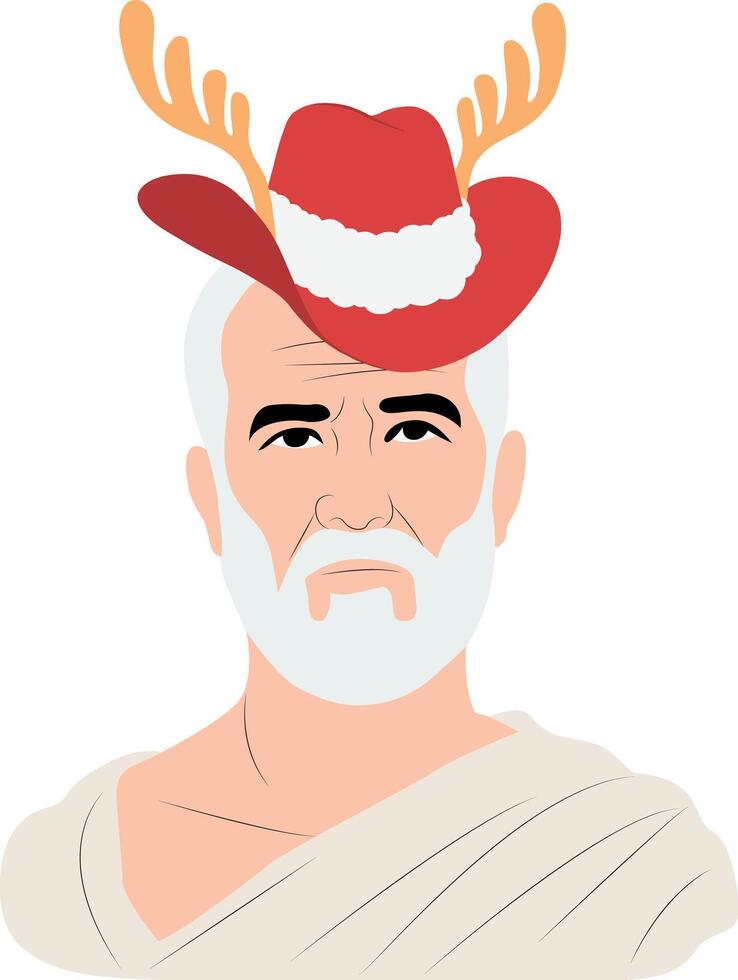 A cartoon man wearing a hat with antlers on his head vector