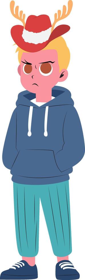 Christmas Grumpy Boy Christmas Deer Hat vector