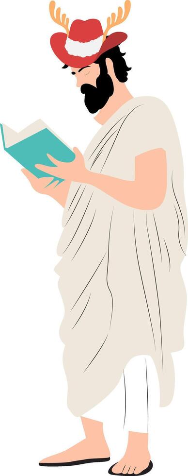 A cartoon man dressed in a roman costume reading a book vector