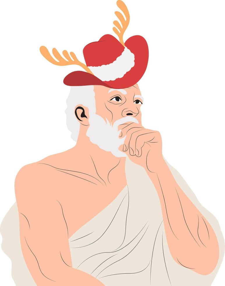 Christmas Socrates Christmas Reindeer Hat vector