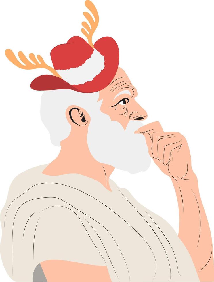 A cartoon of a man wearing a hat with antlers vector