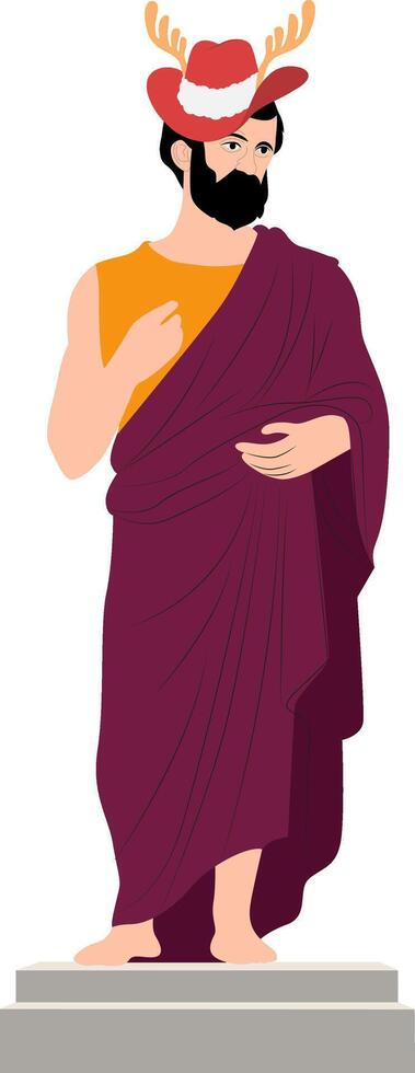 Christmas Ancient Statue Wearing Funny Hat vector