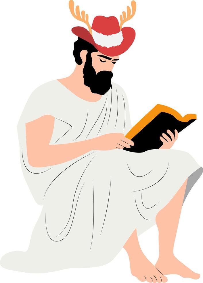 Christmas Philosopher Reading Ancient Text vector