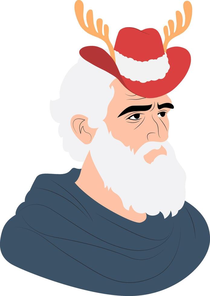A cartoon man wearing a hat with antlers vector