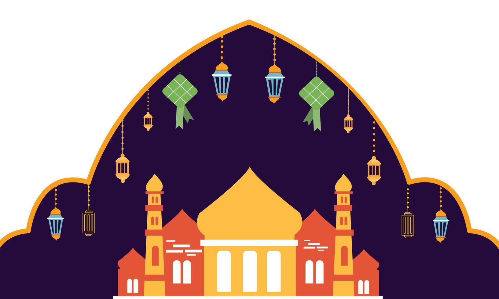 The mosque is in the middle of a mosque vector
