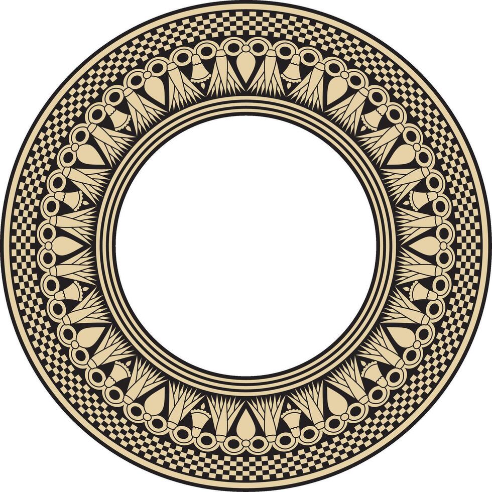 golden and black round Egyptian ornament. Endless Circle, Ring of Ancient Egypt. Geometric African frame. vector