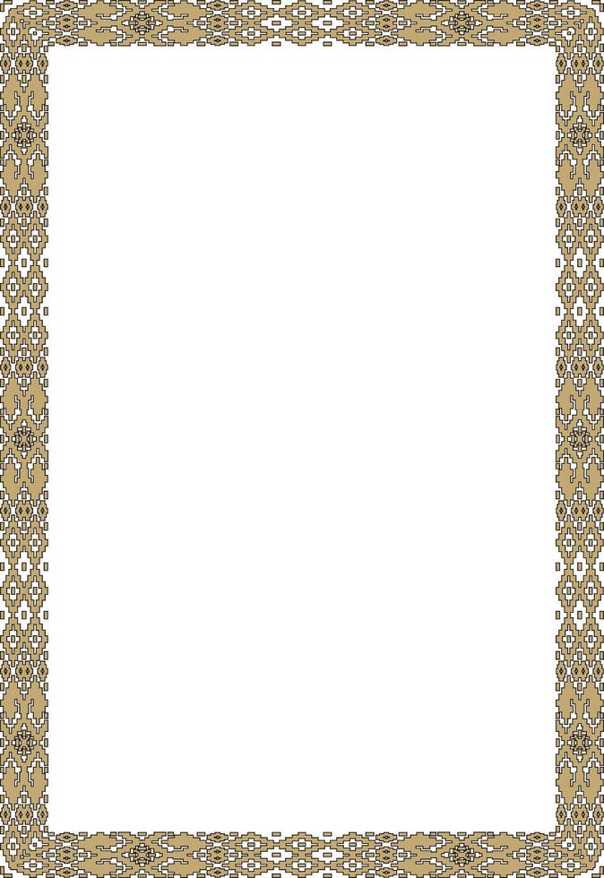 gold and black square Belarusian national ornament frame. Ethnic pattern rectangle of Slavic peoples, Russian, Ukrainian, Serb, Pole vector