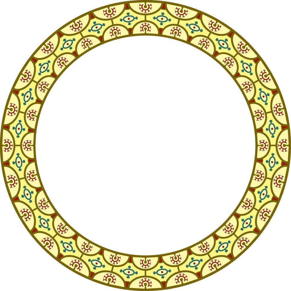 round colored border, frame, Pompeii Circle Neopolitan ornament. vector