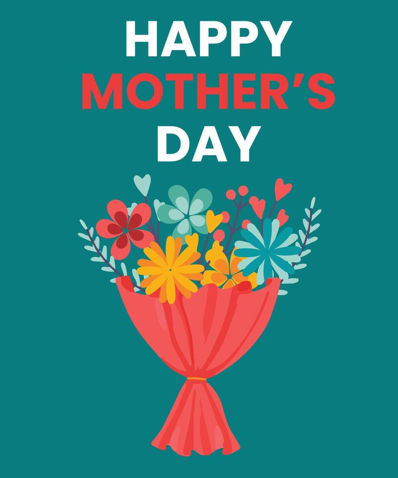 Pink Floral Mother's Day Card Template vector