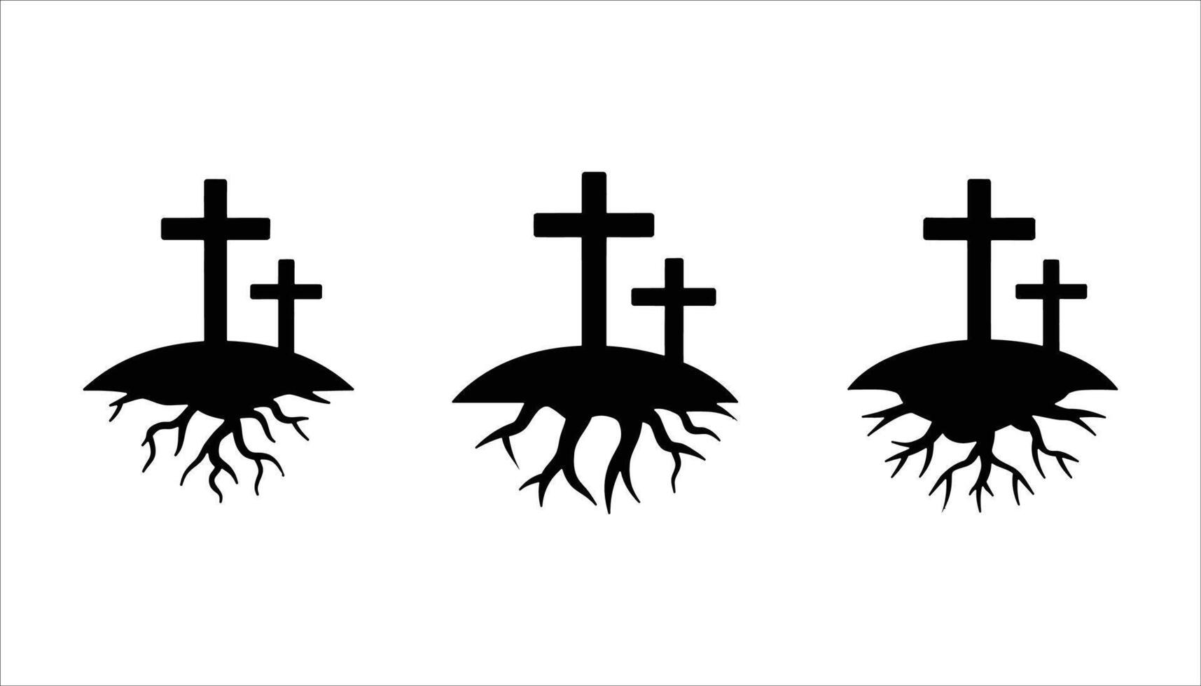 Christian Cross with Roots Symbol of Faith and Growth vector
