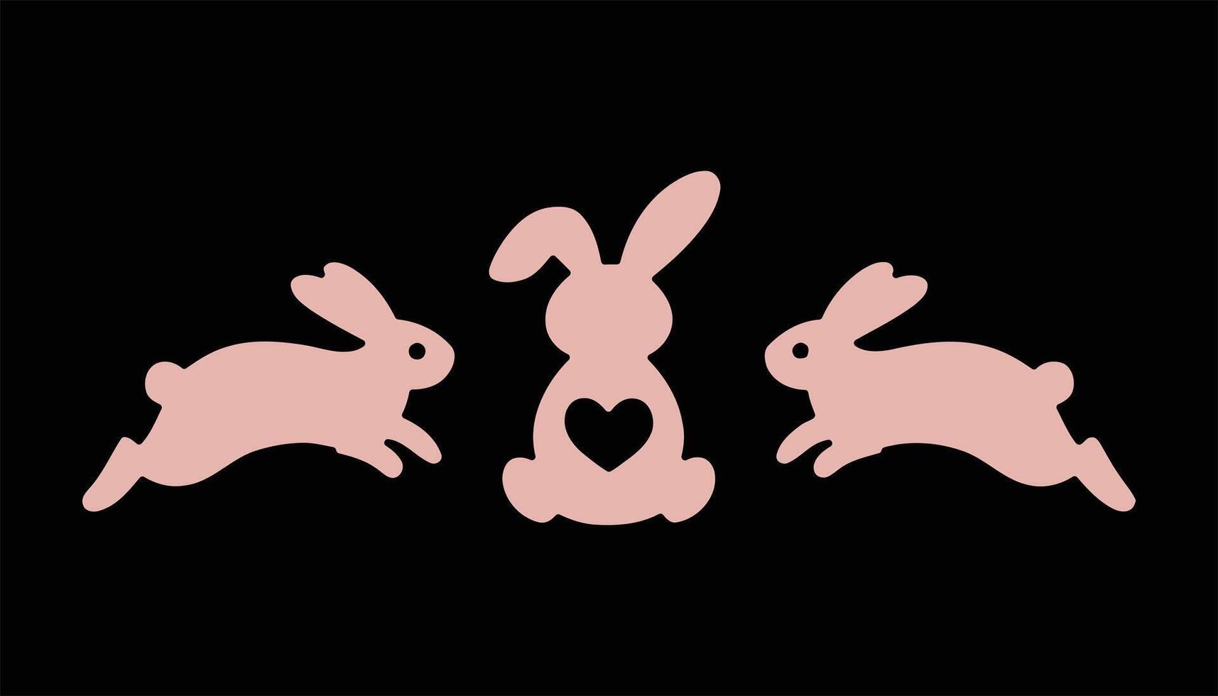 Cute Rabbit Family with Heart Icon for Love and Spring vector