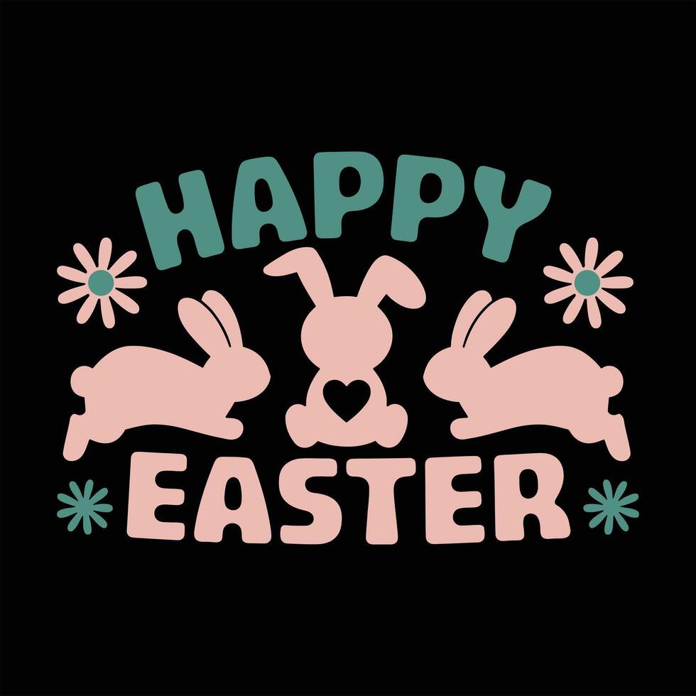 Cute Easter Bunny with Colorful Eggs Spring Holiday Illustration vector