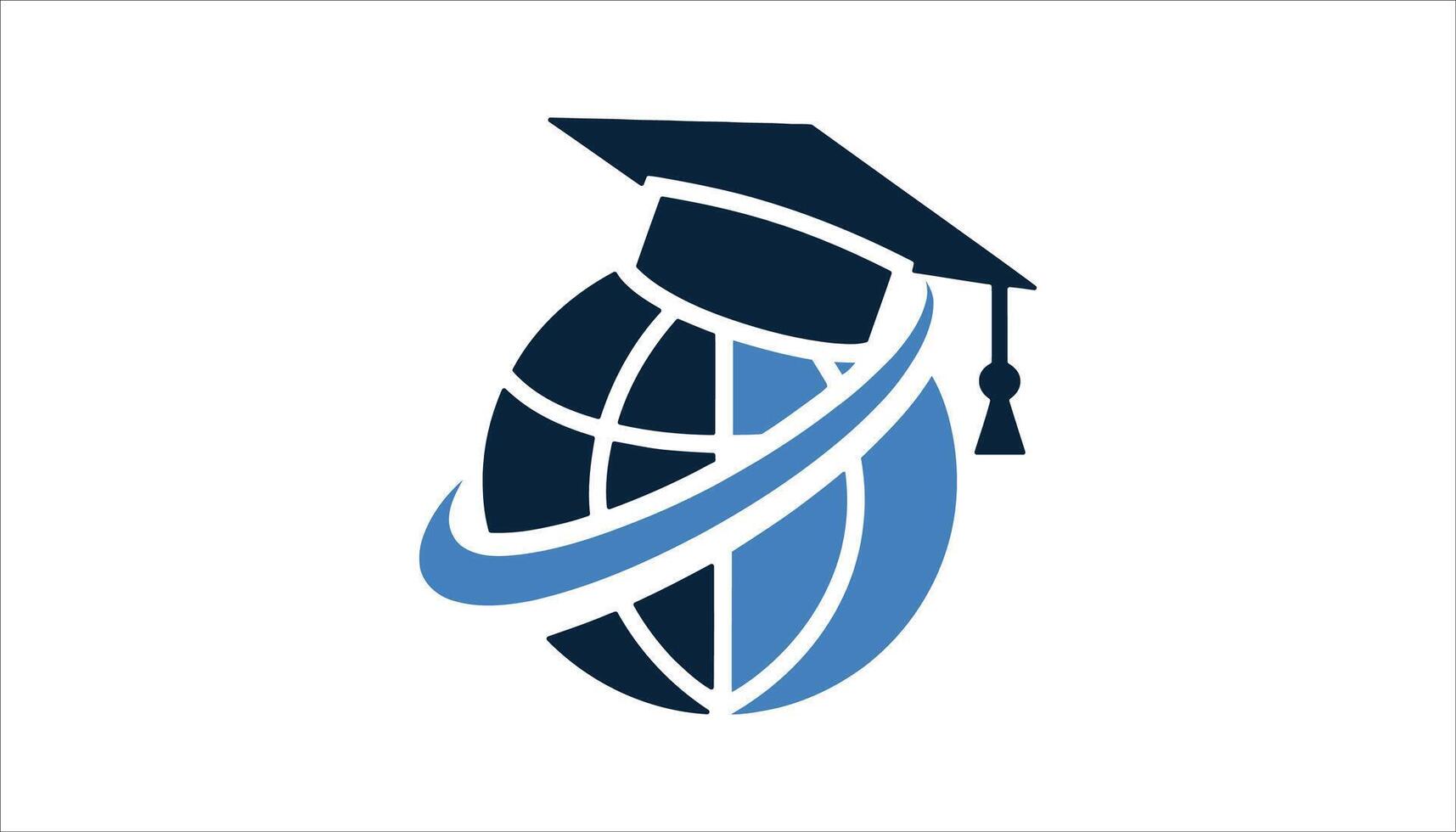 Global Education Icon with Graduation Cap for International Learning vector