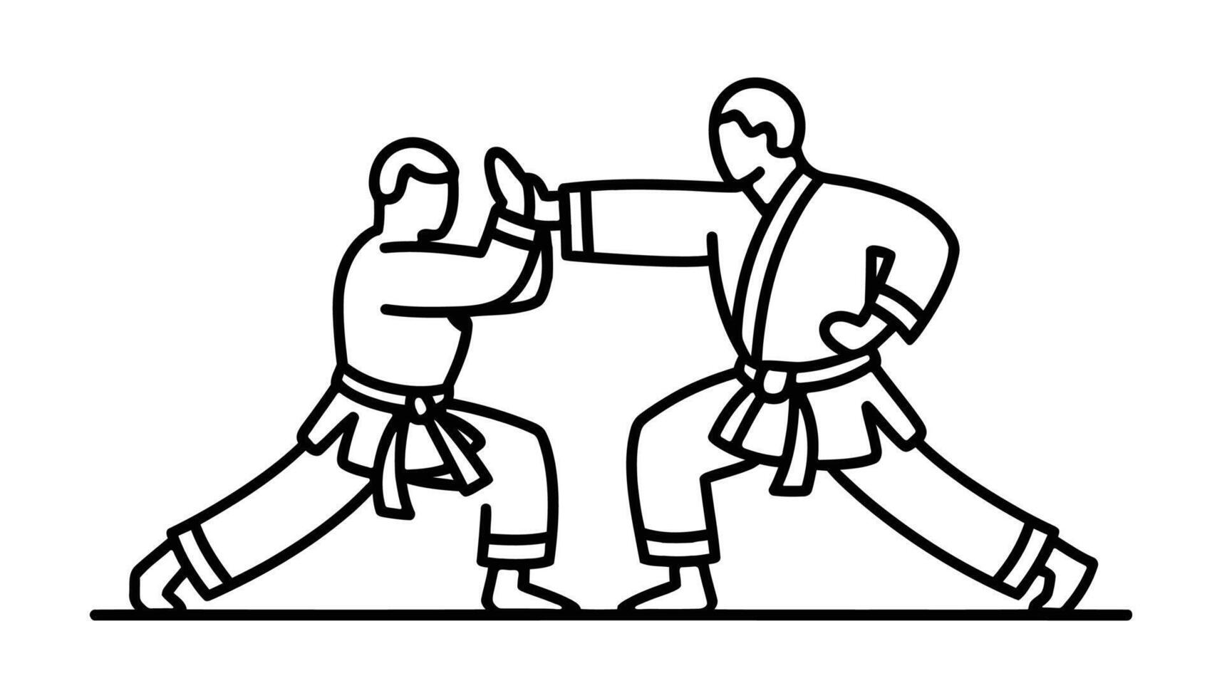 Karate Fighters Practicing Martial Arts with High Kick and Punch Icon High Resolution Picture vector